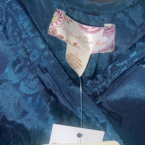Band of the Free Womens Size L Romantic Whimsigoth Boho Deep Teal Crossover Top - Picture 9 of 11